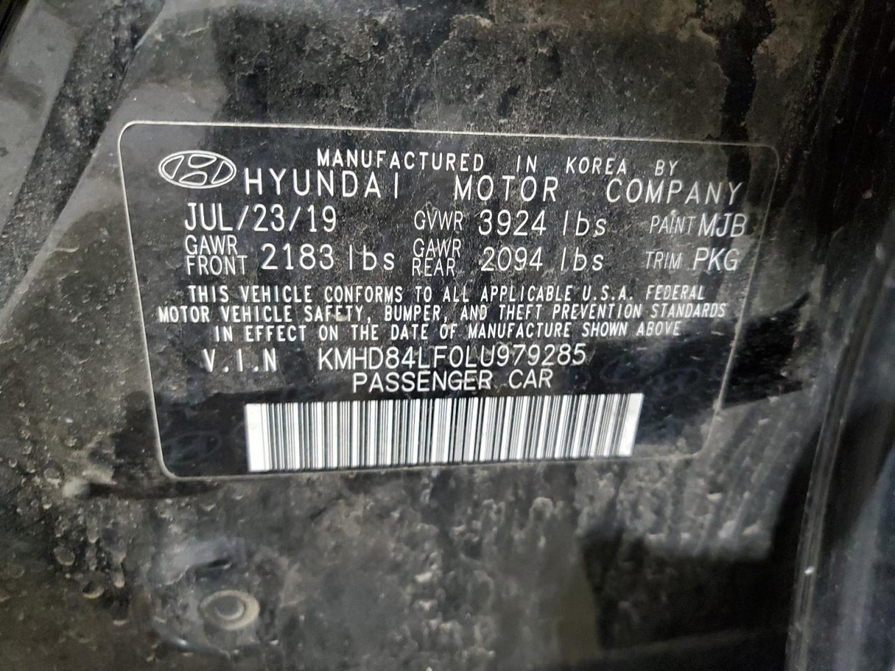 KMHD84LF0LU979285 2020 Hyundai Elantra Sel