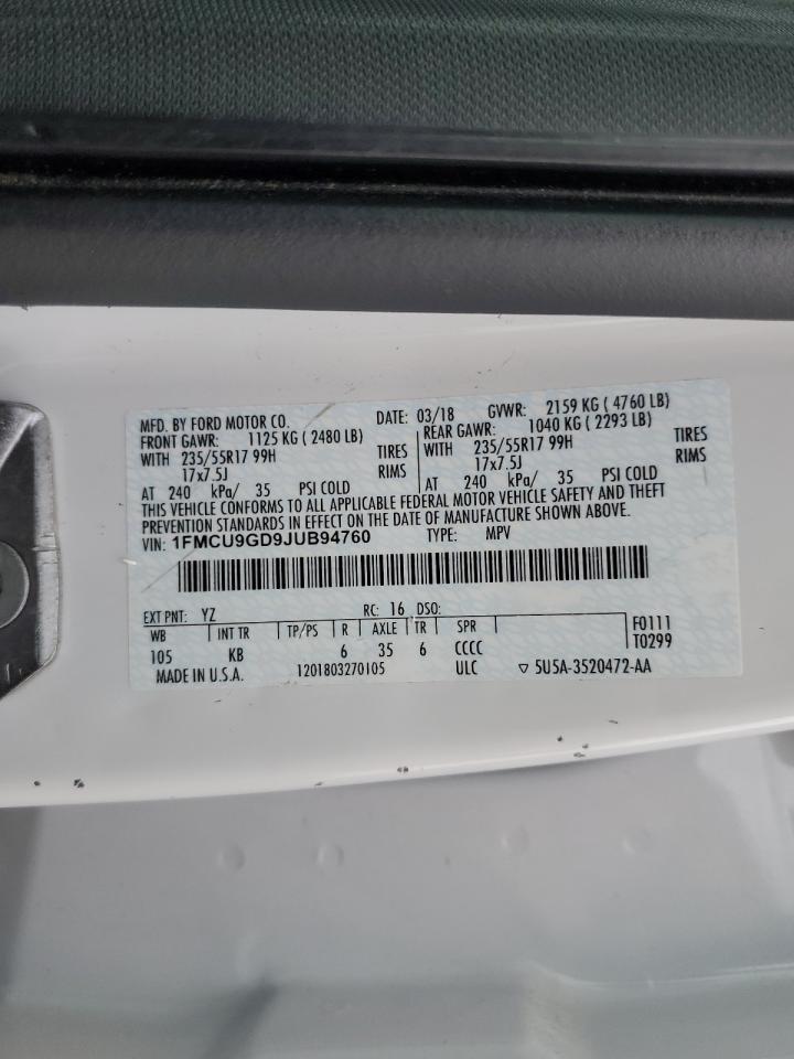 1FMCU9GD9JUB94760 2018 Ford Escape Se