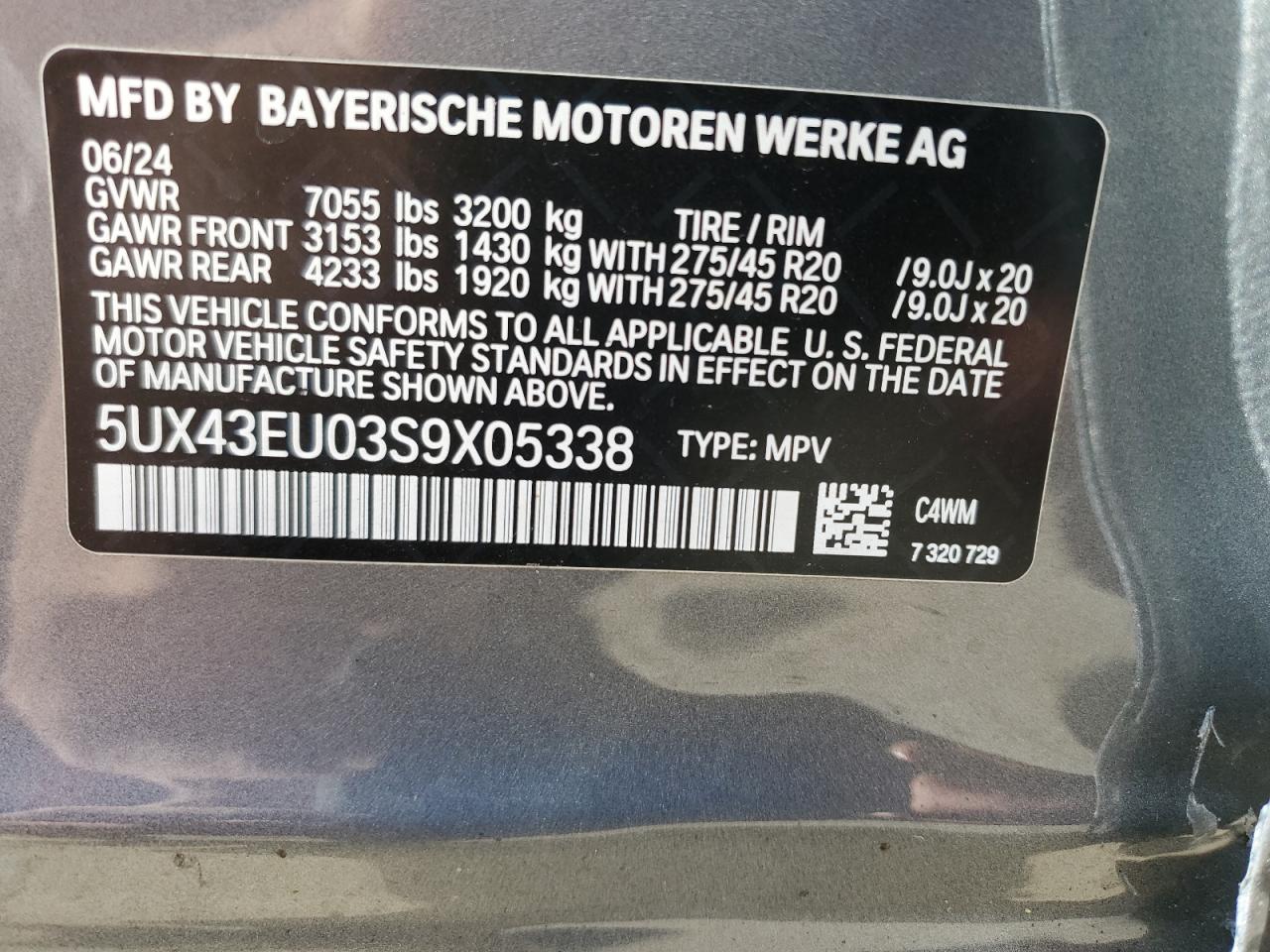 VIN 5UX43EU03S9X05338 2025 BMW X5 no.13