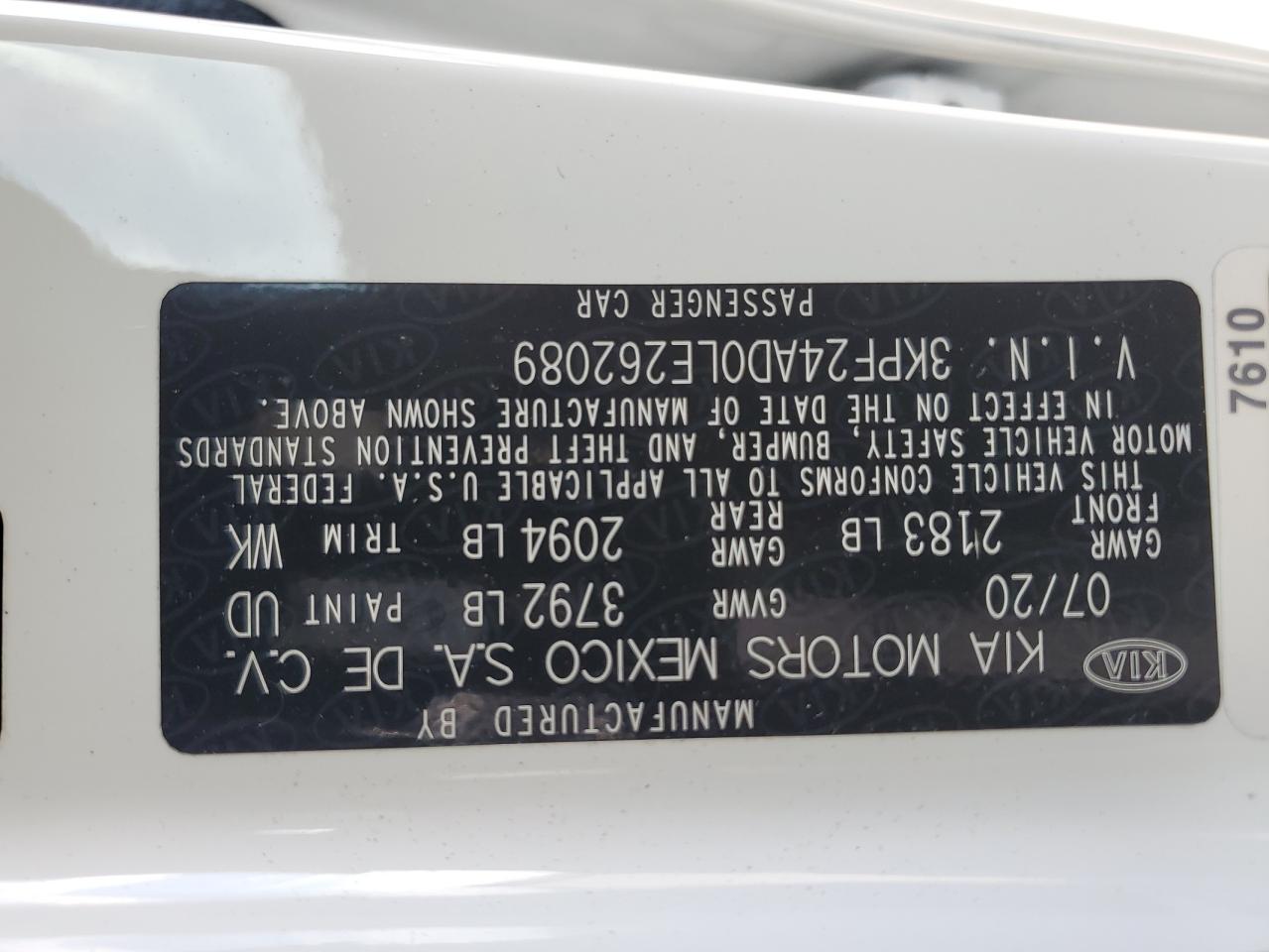 3KPF24AD0LE262089 2020 KIA FORTE - Image 12