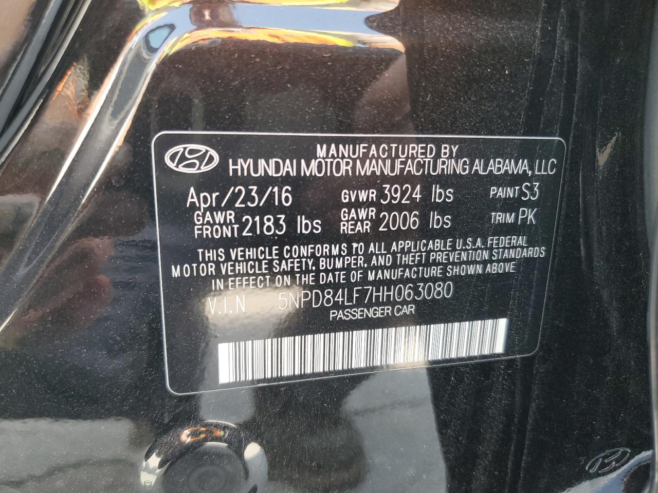 5NPD84LF7HH063080 2017 Hyundai Elantra Se