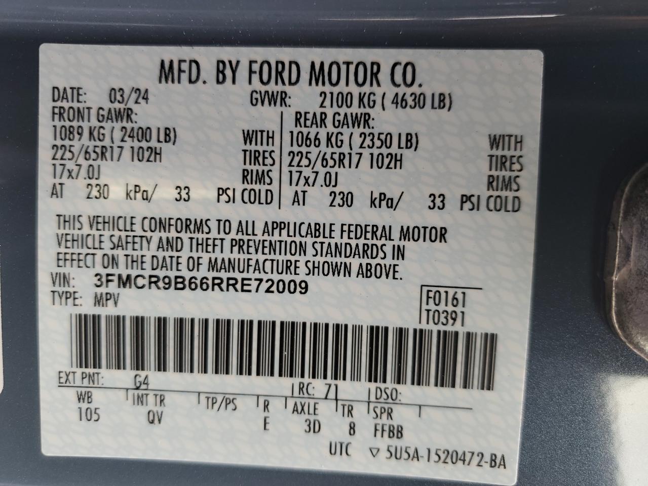 3FMCR9B66RRE72009 2024 Ford Bronco Sport Big Bend