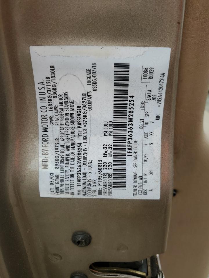 1FAFP36363W285254 2003 Ford Focus Se