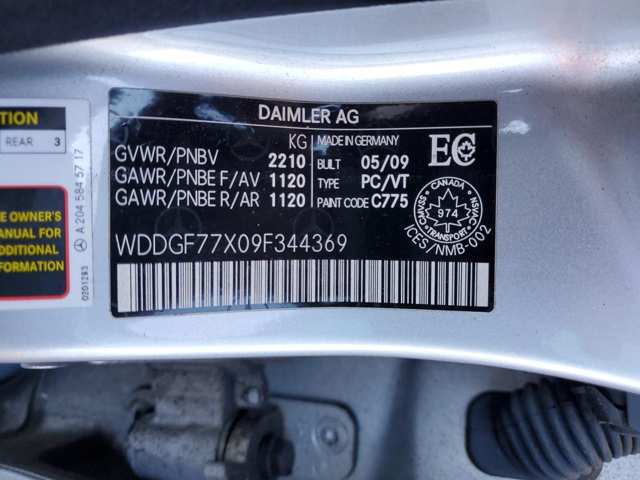 WDDGF77X09F344369 2009 Mercedes-Benz C 63 Amg