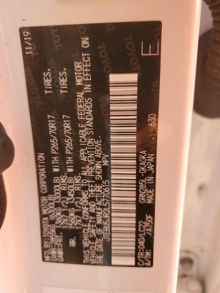 2020 Toyota 4Runner Sr5/Sr5 Premium VIN: JTEBU5JR2L5770615 Lot: 69325874