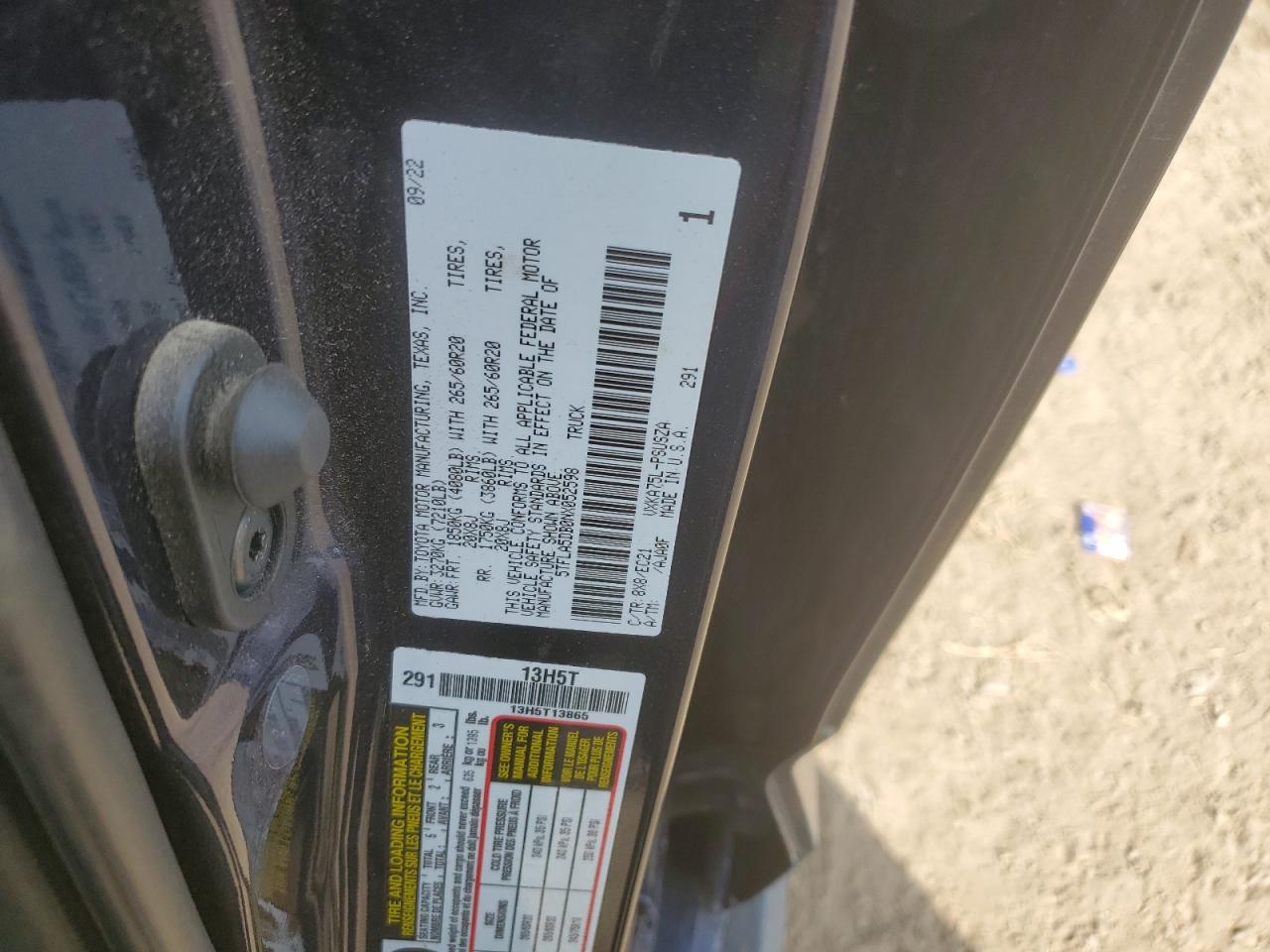 2022 Toyota Tundra Crewmax Sr VIN: 5TFLA5DB0NX052598 Lot: 72979494