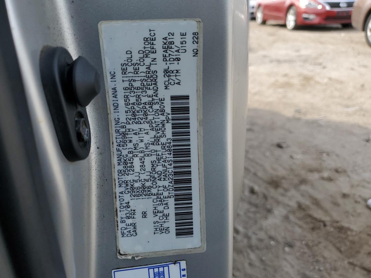 5TDZA23C14S140843 2004 Toyota Sienna Ce