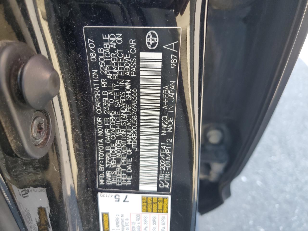 JTDKB20U587698366 2008 Toyota Prius