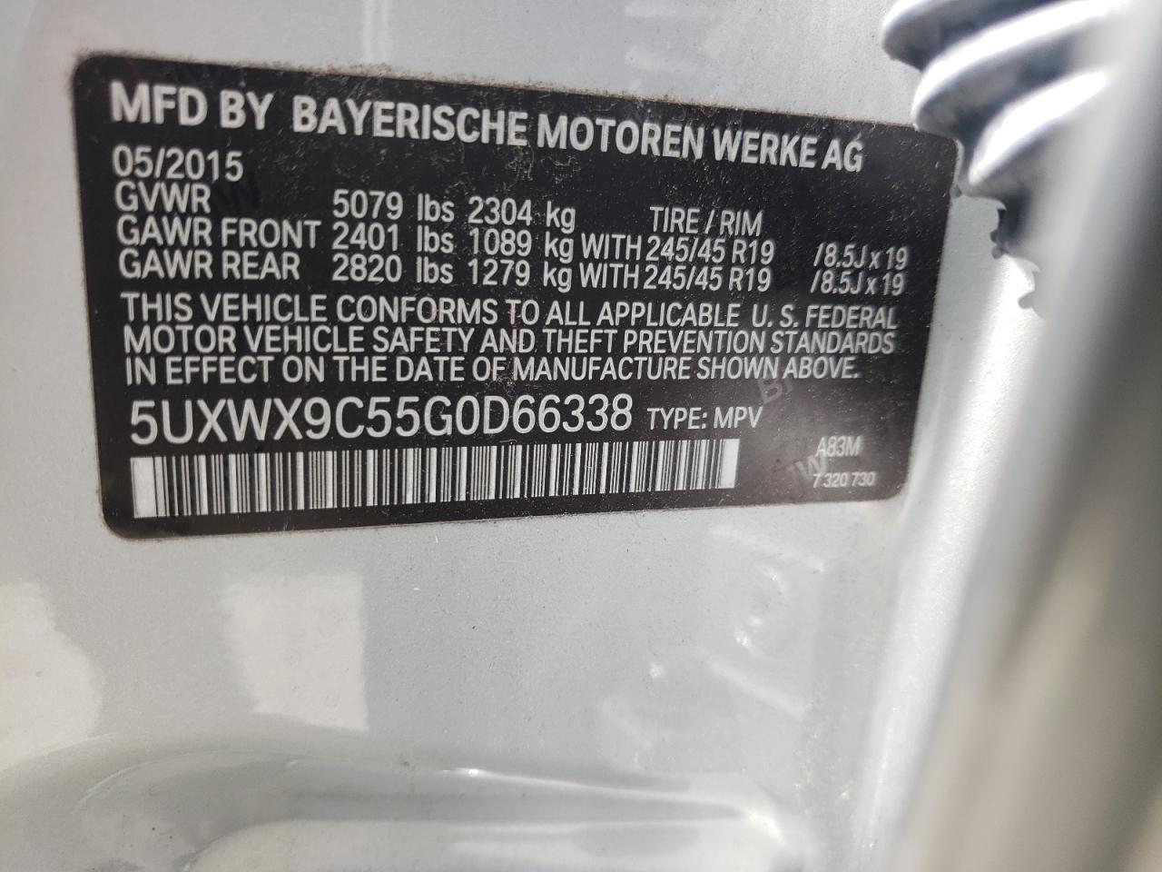 5UXWX9C55G0D66338 2016 BMW X3 xDrive28I