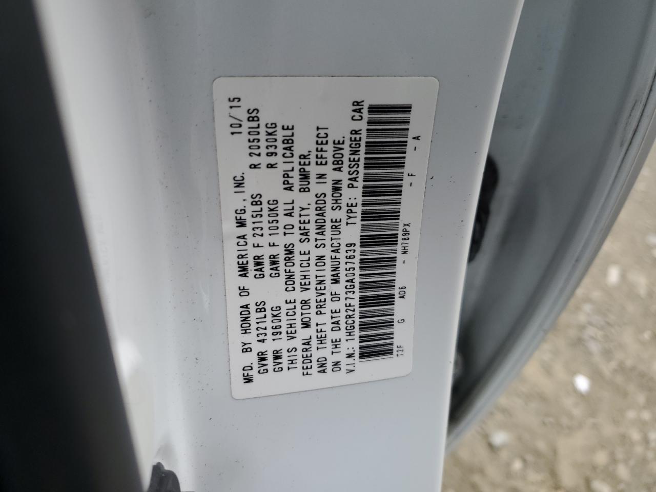 1HGCR2F73GA057639 2016 Honda Accord Ex