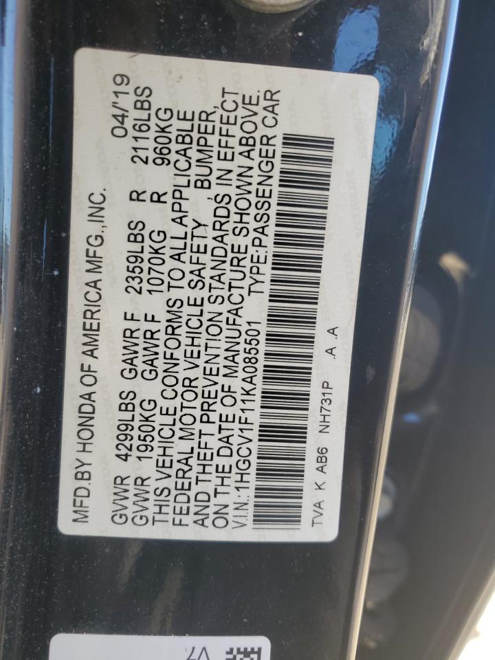 1HGCV1F11KA085501 2019 HONDA ACCORD - Image 12