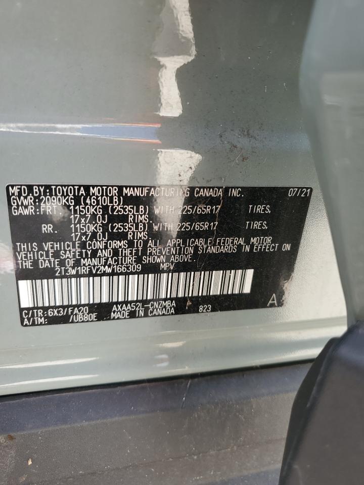 2021 Toyota Rav4 Xle VIN: 2T3W1RFV2MW166309 Lot: 64380704