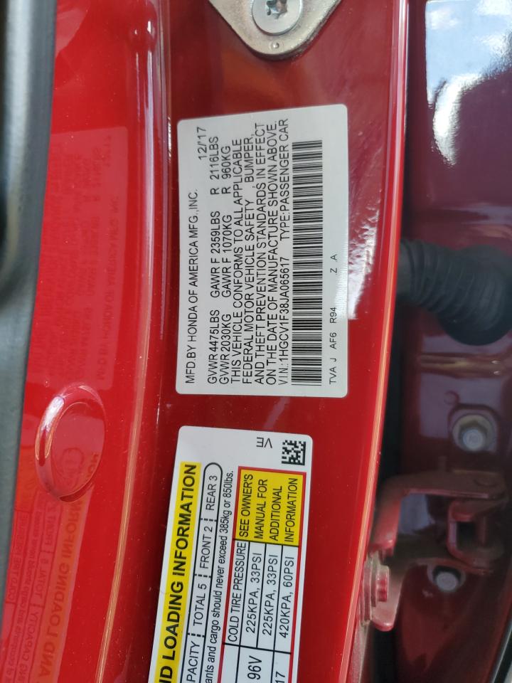 1HGCV1F38JA065617 2018 Honda Accord Sport