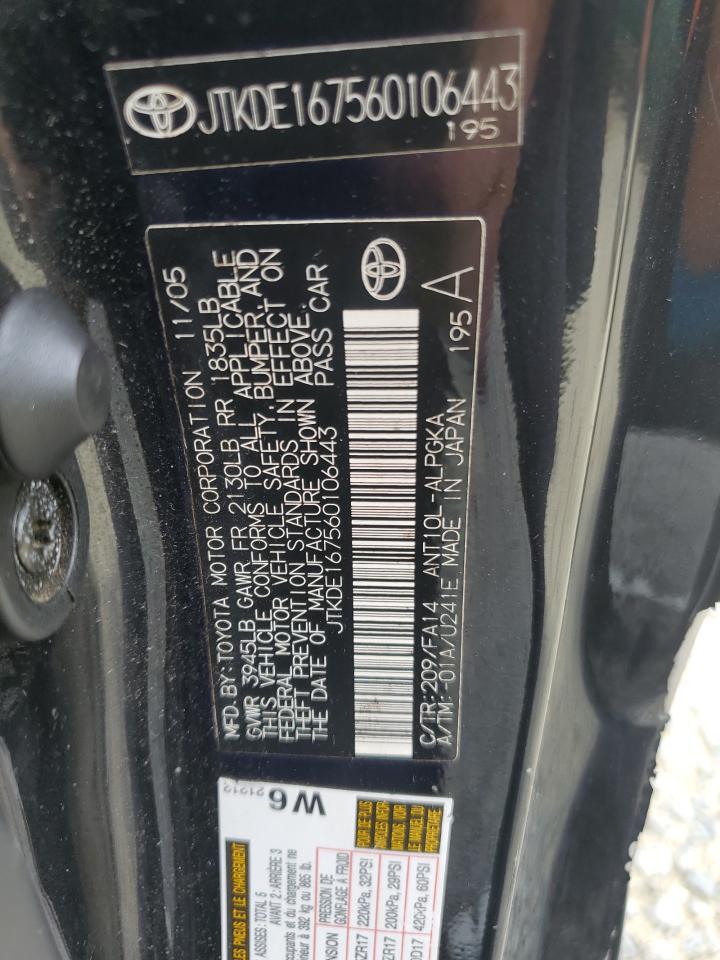 2006 Toyota Scion Tc VIN: JTKDE167560106443 Lot: 73467854