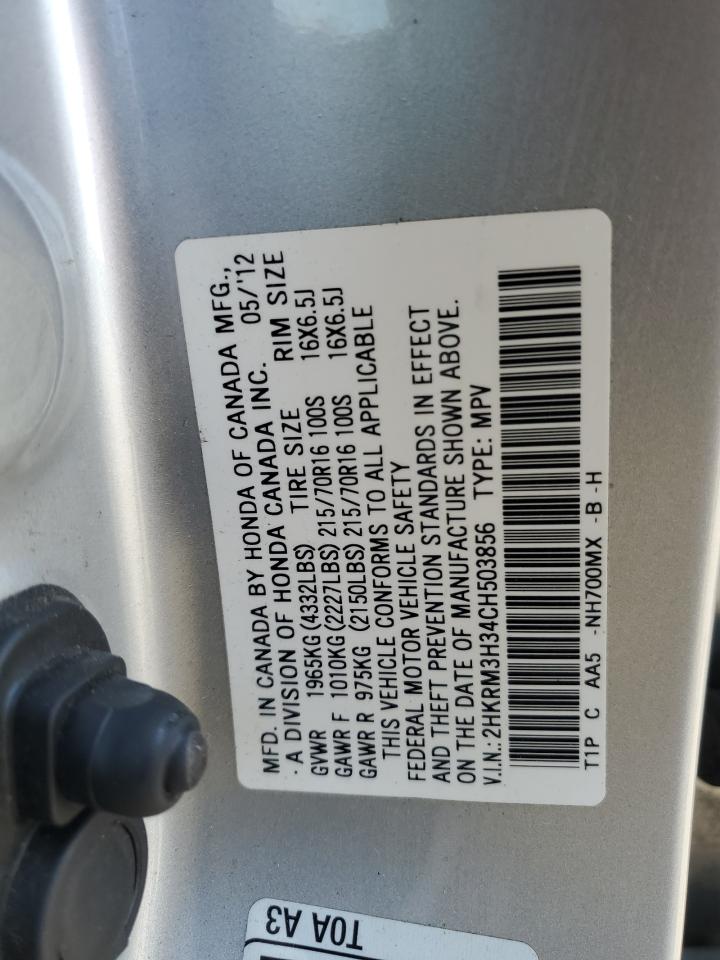 2HKRM3H34CH503856 2012 Honda Cr-V Lx