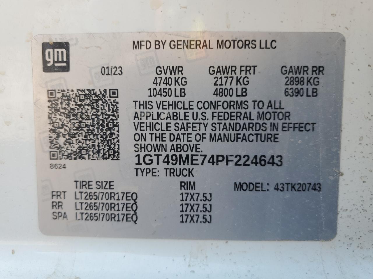 1GT49ME74PF224643 2023 GMC Sierra K2500 Sle