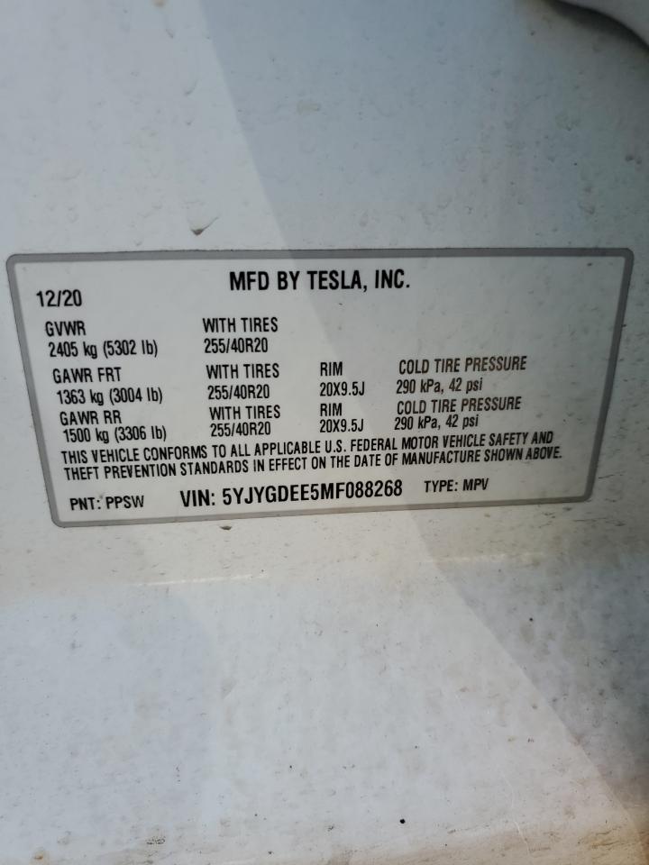 5YJYGDEE5MF088268 2021 Tesla Model Y