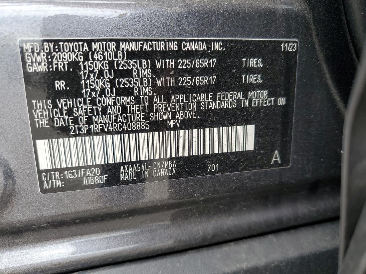 2T3P1RFV4RC408885 2024 Toyota Rav4 Xle