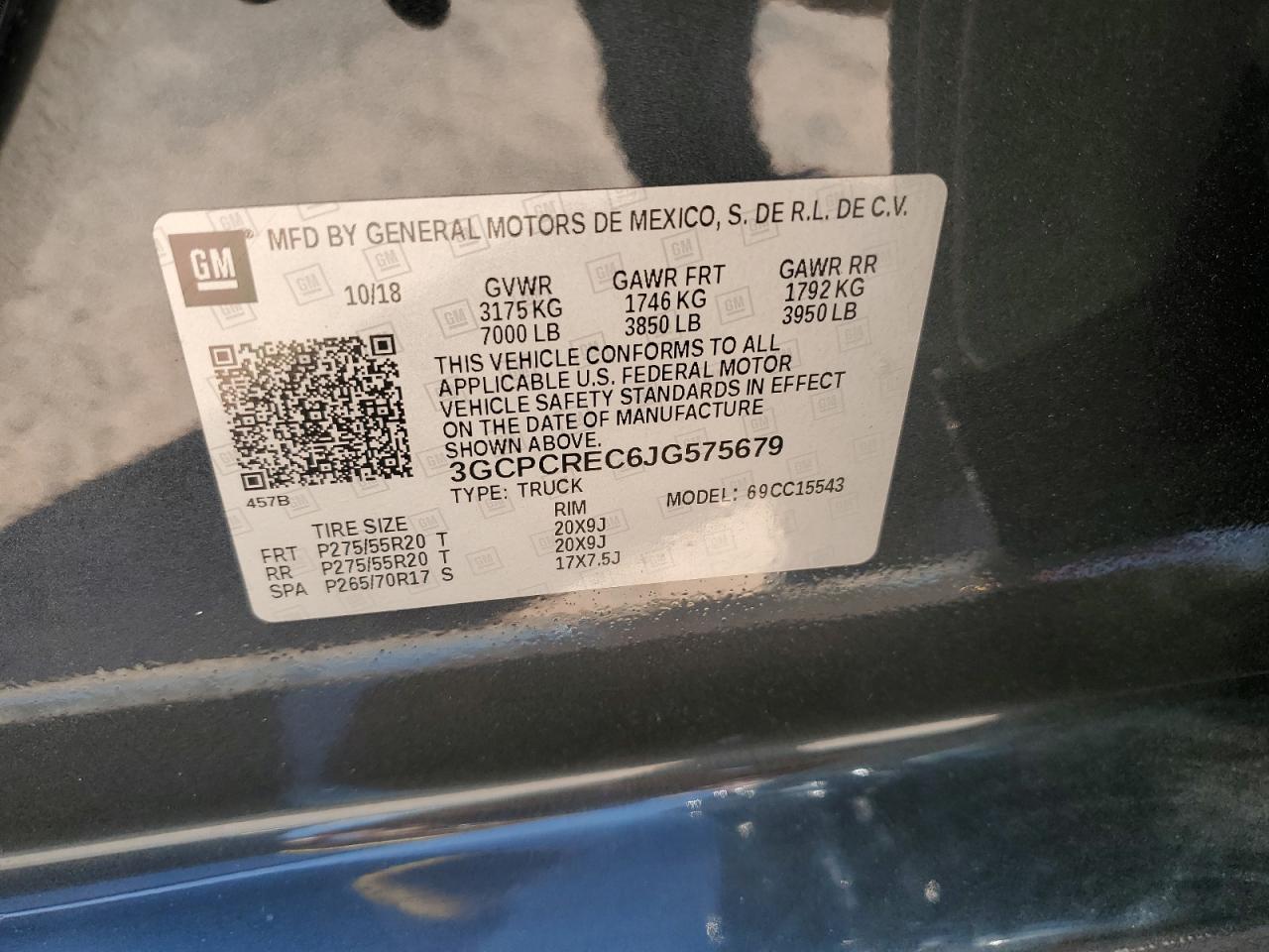 3GCPCREC6JG575679 2018 Chevrolet Silverado C1500 Lt