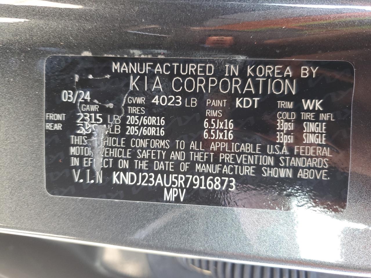 KNDJ23AU5R7916873 2024 Kia Soul Lx