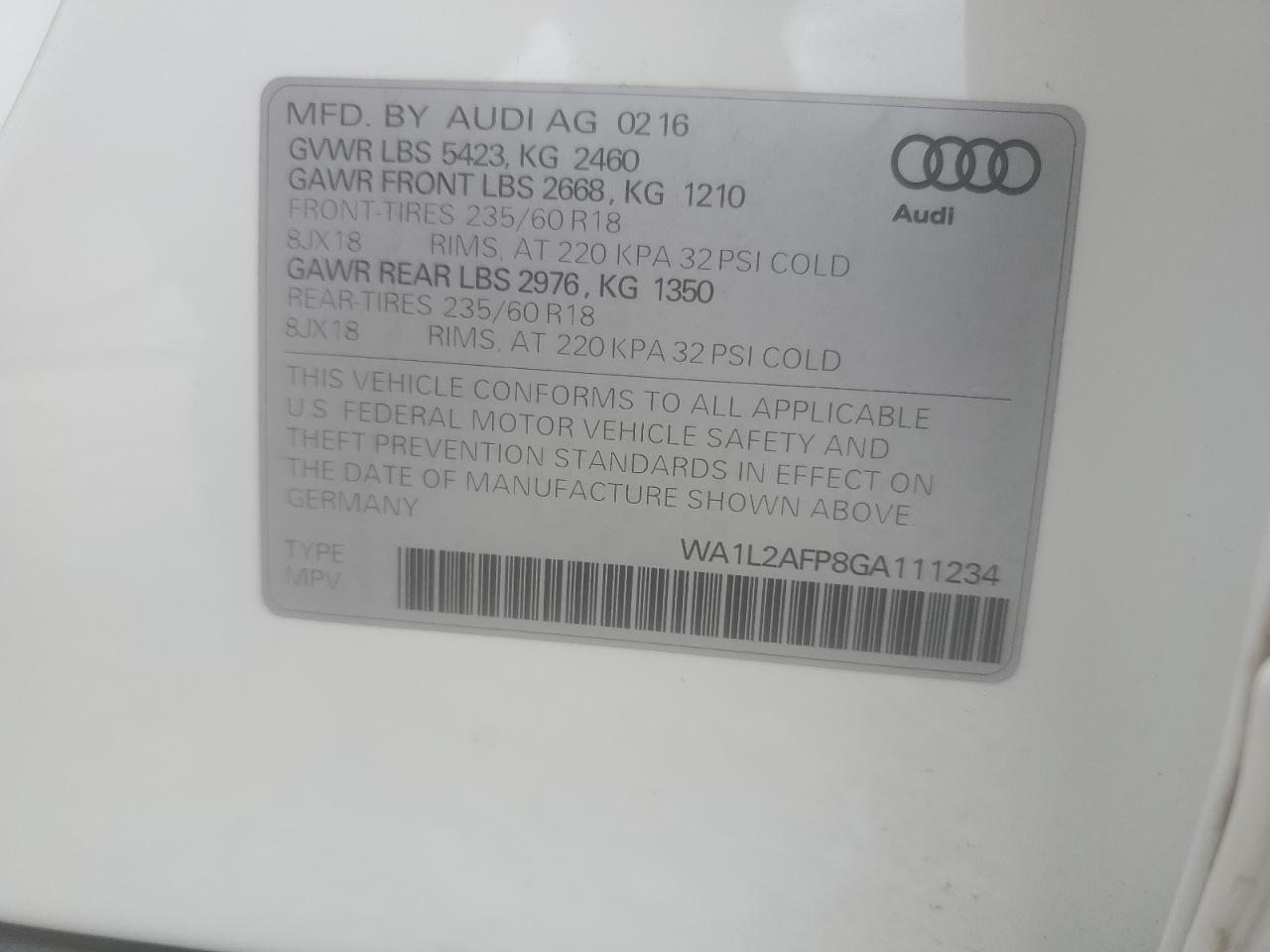 WA1L2AFP8GA111234 2016 Audi Q5 Premium Plus