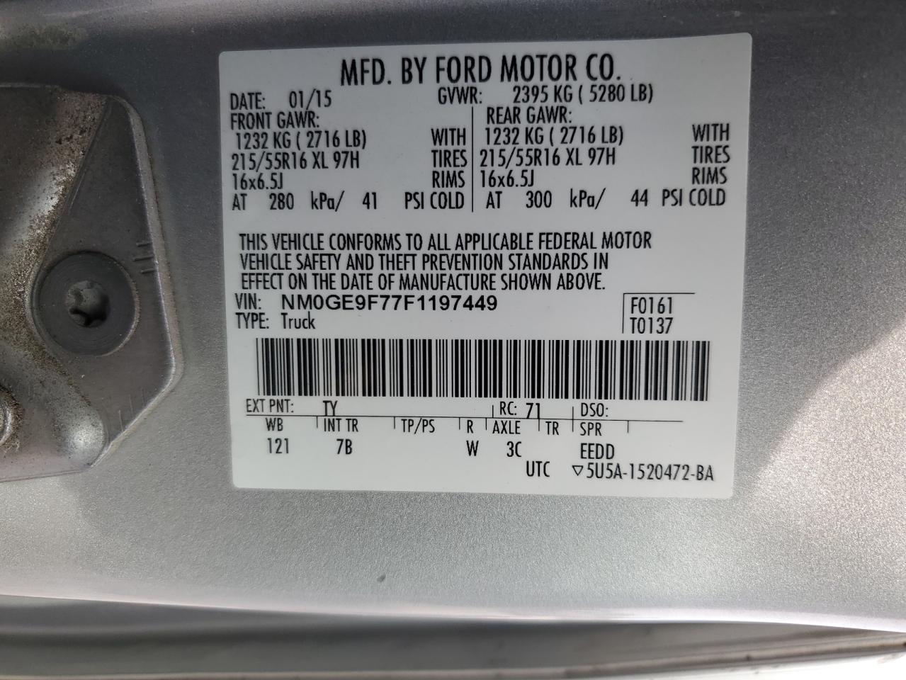 NM0GE9F77F1197449 2015 Ford Transit Connect Xlt