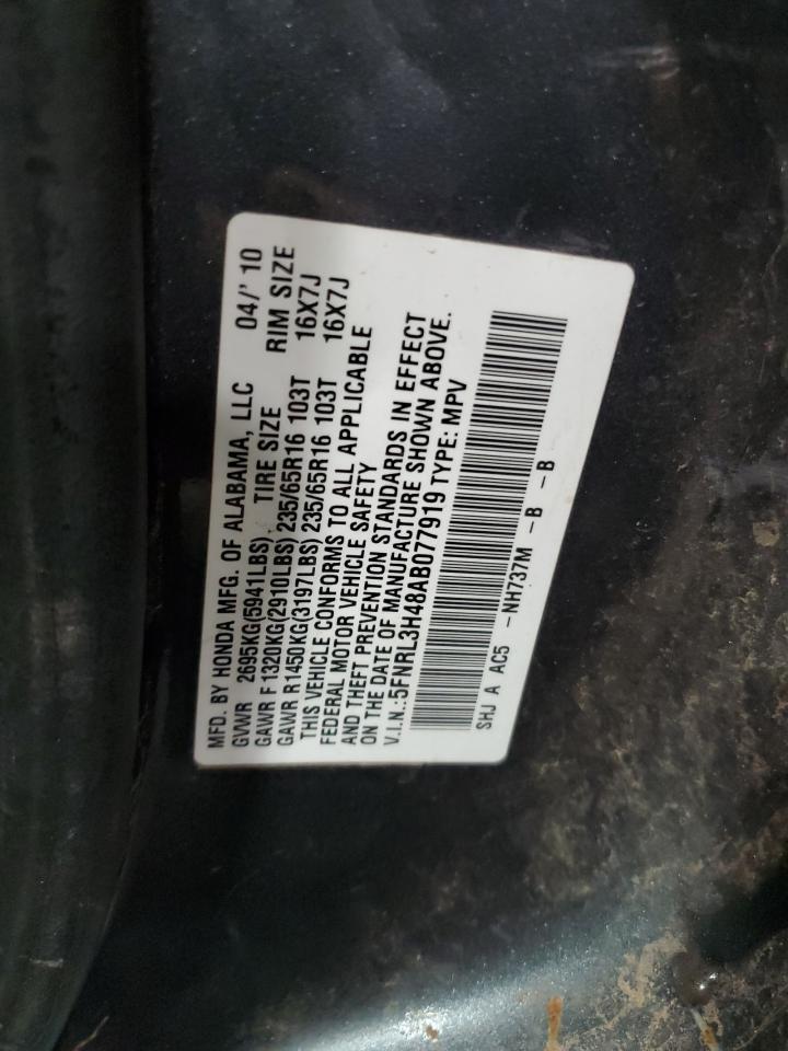 5FNRL3H48AB077919 2010 Honda Odyssey Ex