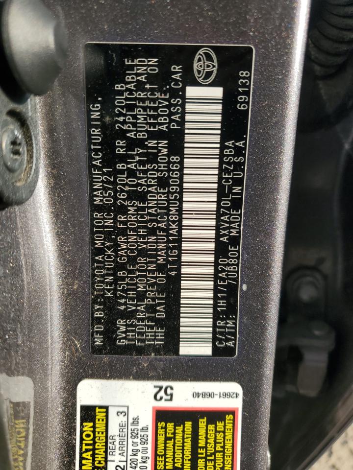 4T1G11AK8MU590668 2021 Toyota Camry Se