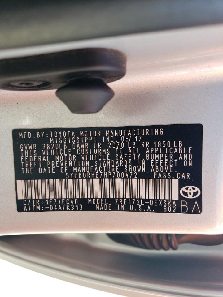 5YFBURHE7HP700472 2017 TOYOTA COROLLA - Image 13