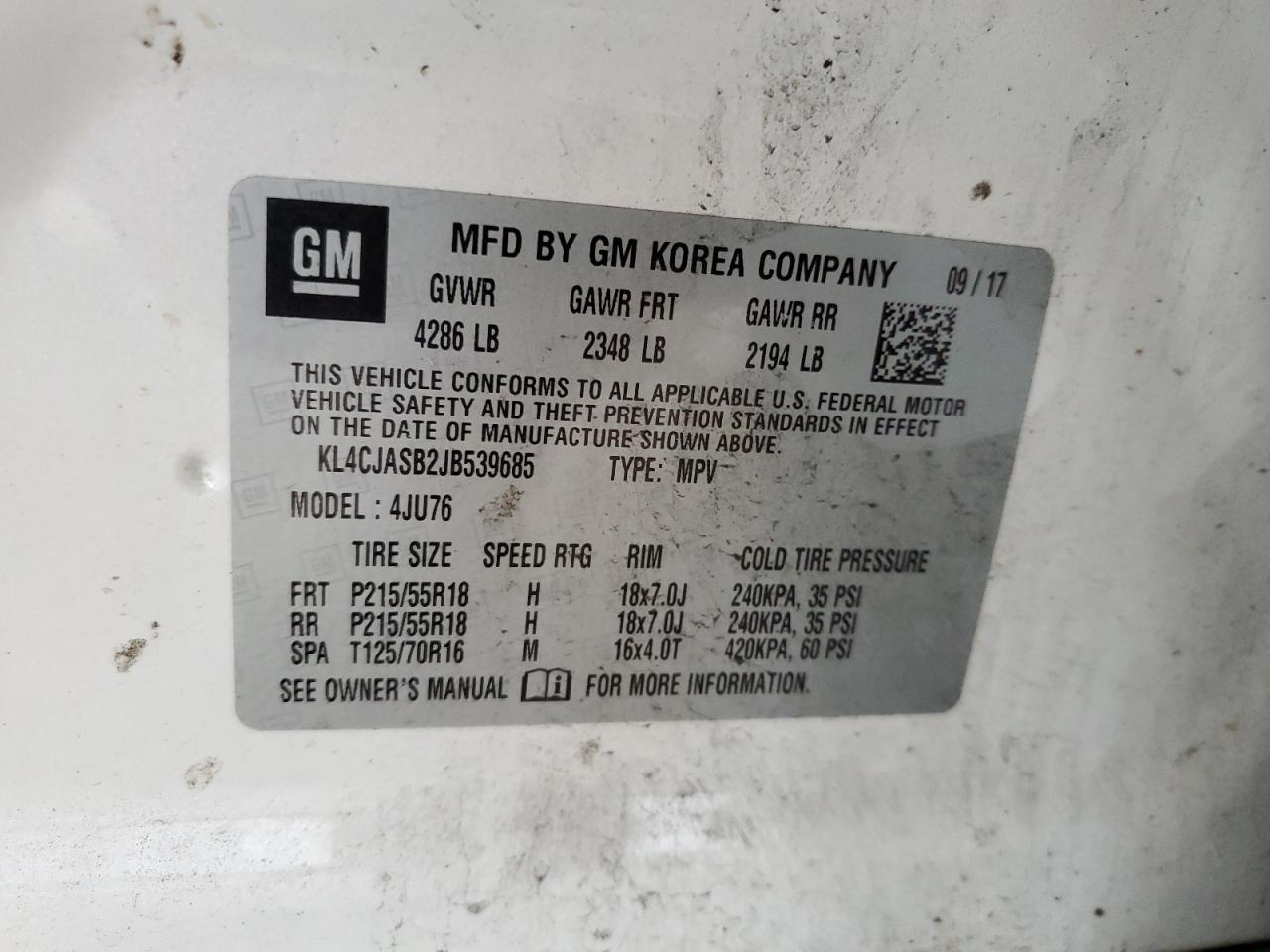 KL4CJASB2JB539685 2018 Buick Encore Preferred