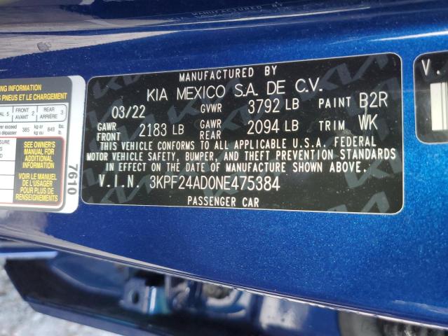 3KPF24AD0NE475384 Kia Forte FE 13