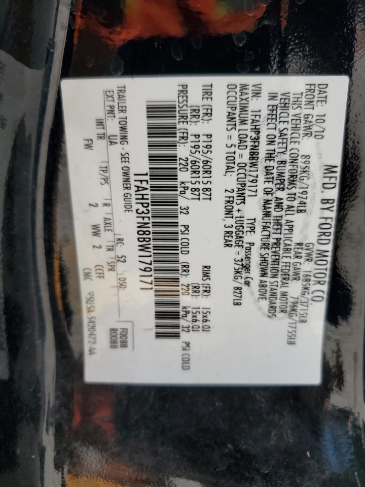 2011 Ford Focus Se VIN: 1FAHP3FN8BW179171 Lot: 65699635