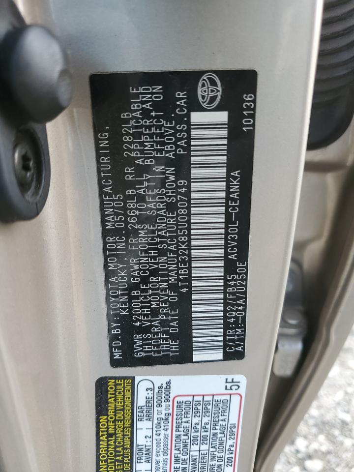 4T1BE32K85U080749 2005 Toyota Camry Le