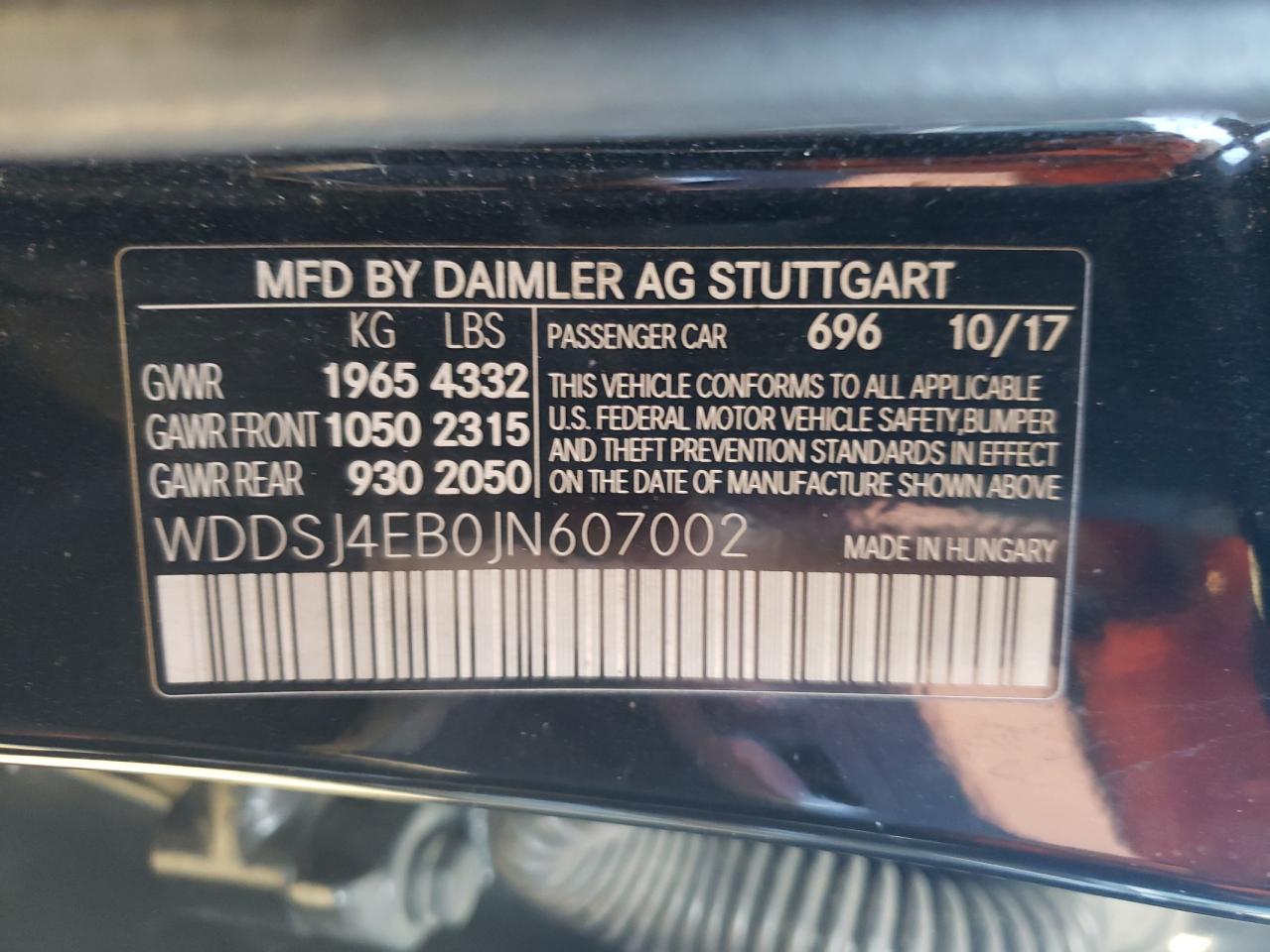 WDDSJ4EB0JN607002 2018 Mercedes-Benz Cla 250