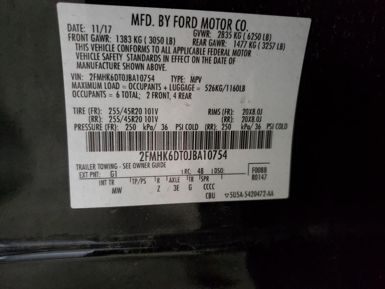 2FMHK6DT0JBA10754 2018 Ford Flex Limited