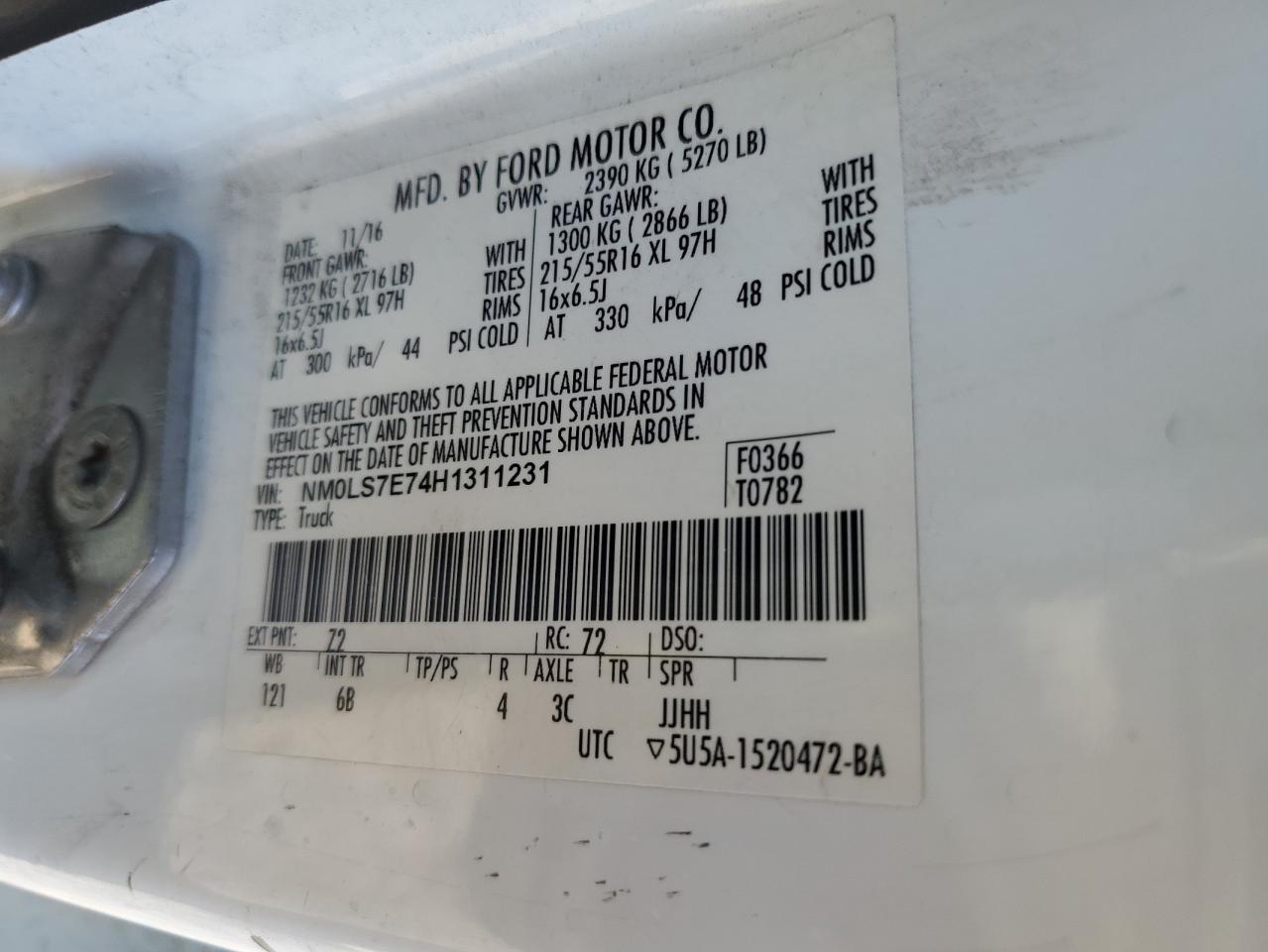 NM0LS7E74H1311231 2017 Ford Transit Connect Xl