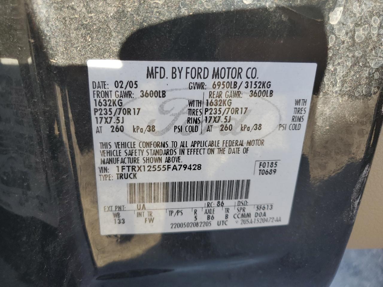 1FTRX12555FA79428 2005 Ford F150 1FTRX12555FA79428 2005 Ford F150