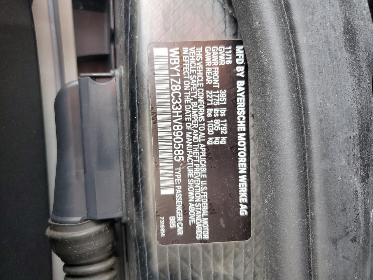 WBY1Z8C33HV890585 2017 BMW I3 Rex