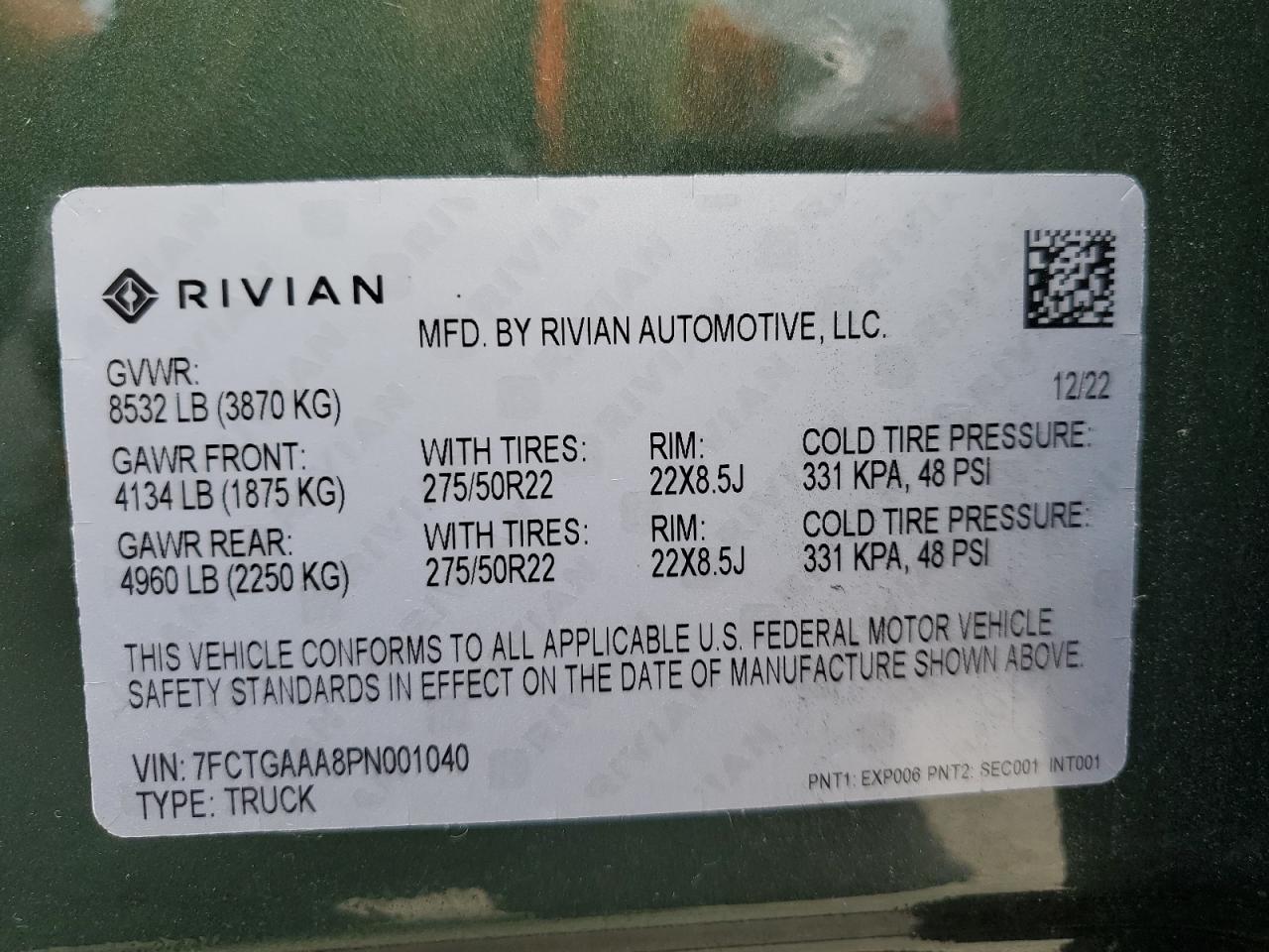 7FCTGAAA8PN001040 2023 Rivian R1T Adventure