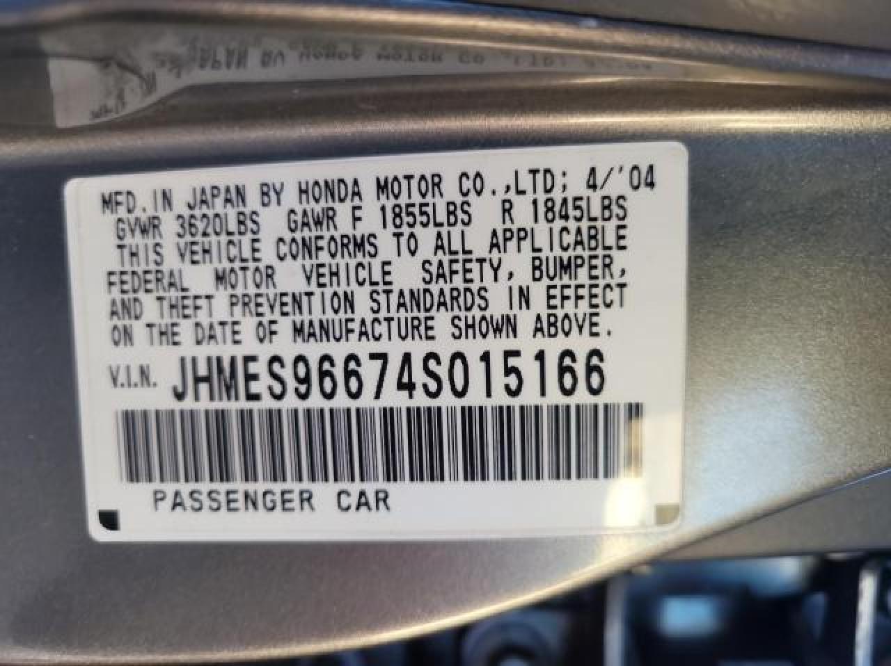 JHMES96674S015166 2004 Honda Civic Hybrid