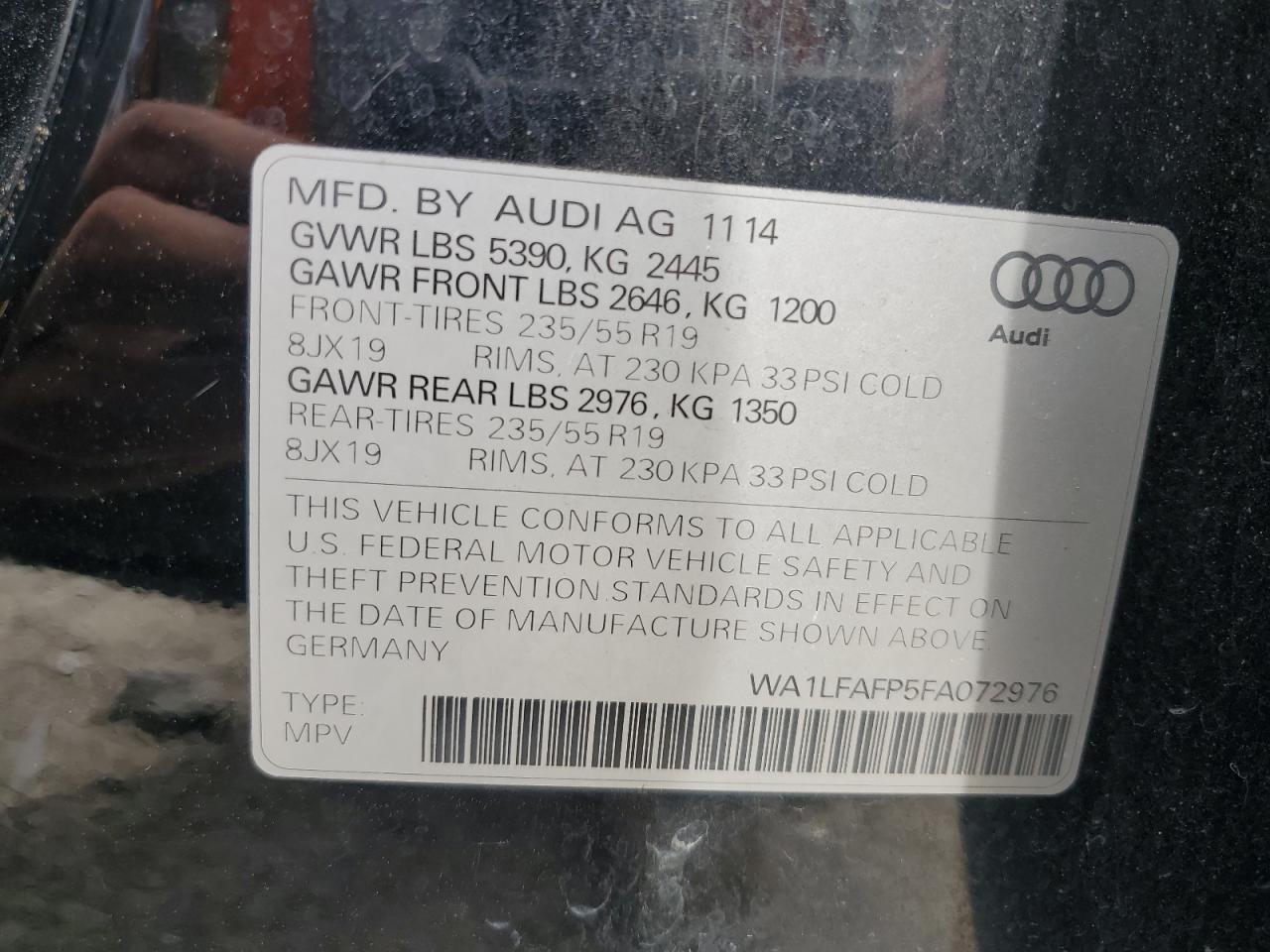 WA1LFAFP5FA072976 2015 Audi Q5 Premium Plus