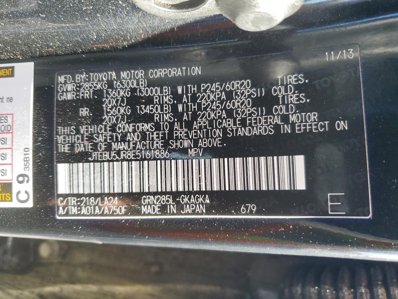 JTEBU5JR8E5161886 2014 Toyota 4Runner Sr5