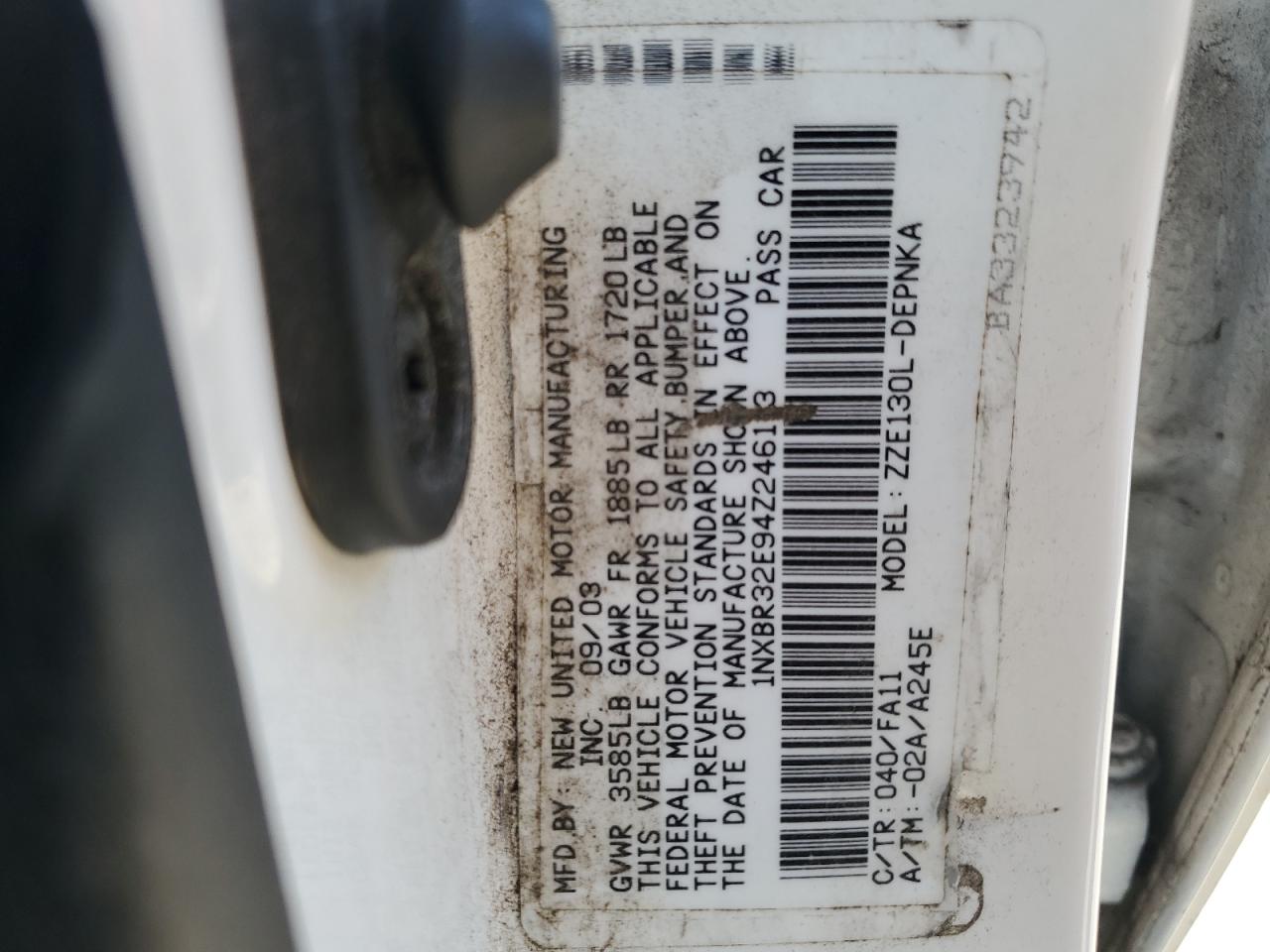 2004 Toyota Corolla Ce VIN: 1NXBR32E94Z246113 Lot: 70512624
