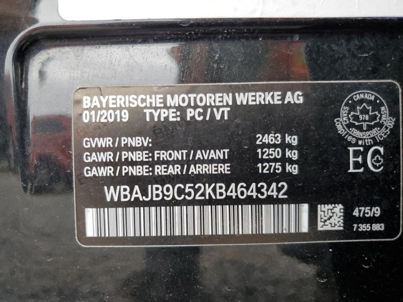 WBAJB9C52KB464342 2019 BMW M550Xi