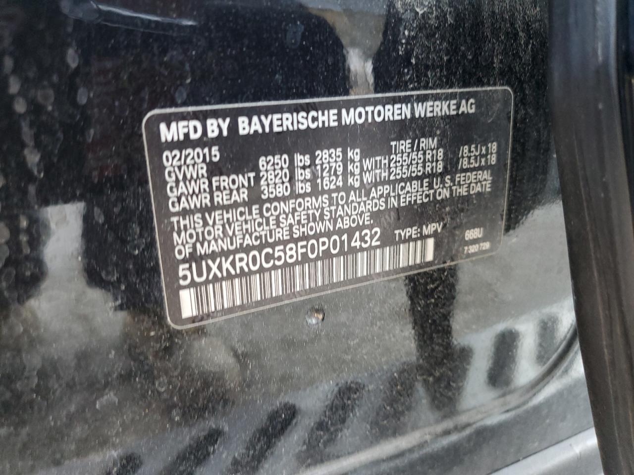 5UXKR0C58F0P01432 2015 BMW X5 xDrive35I