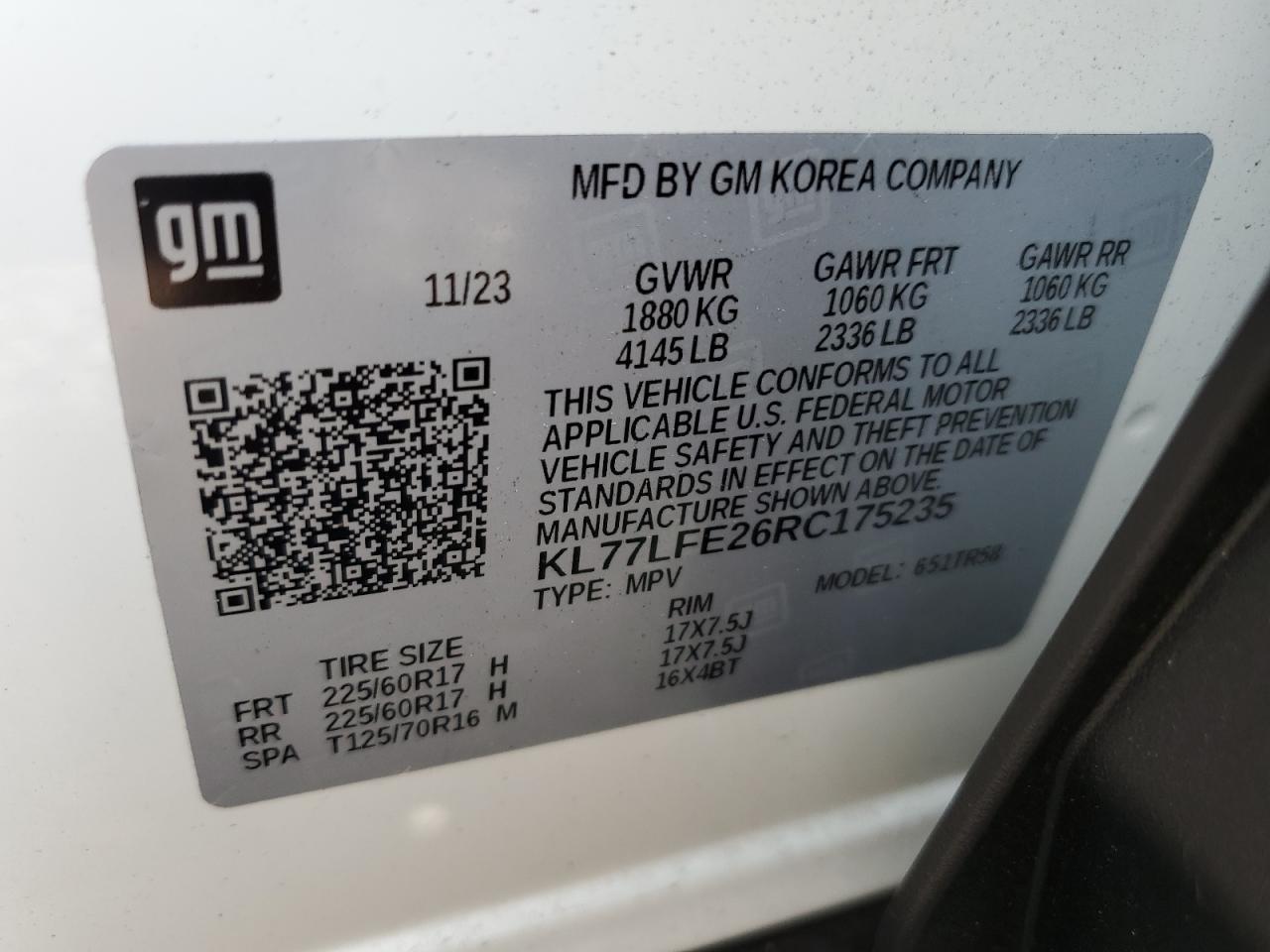 KL77LFE26RC175235 2024 Chevrolet Trax Ls