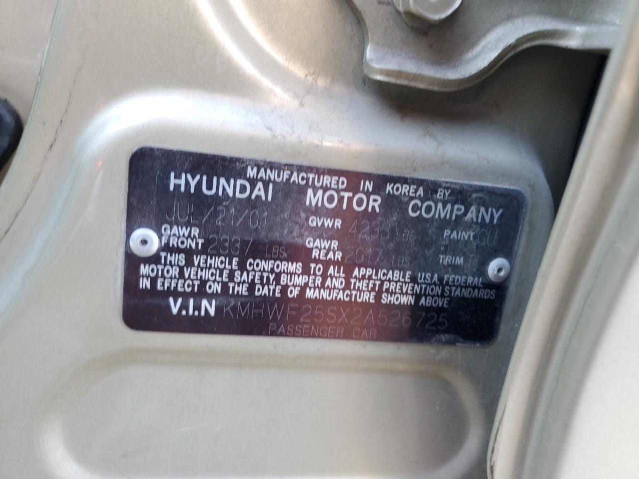 KMHWF25SX2A526725 2002 Hyundai Sonata Gl