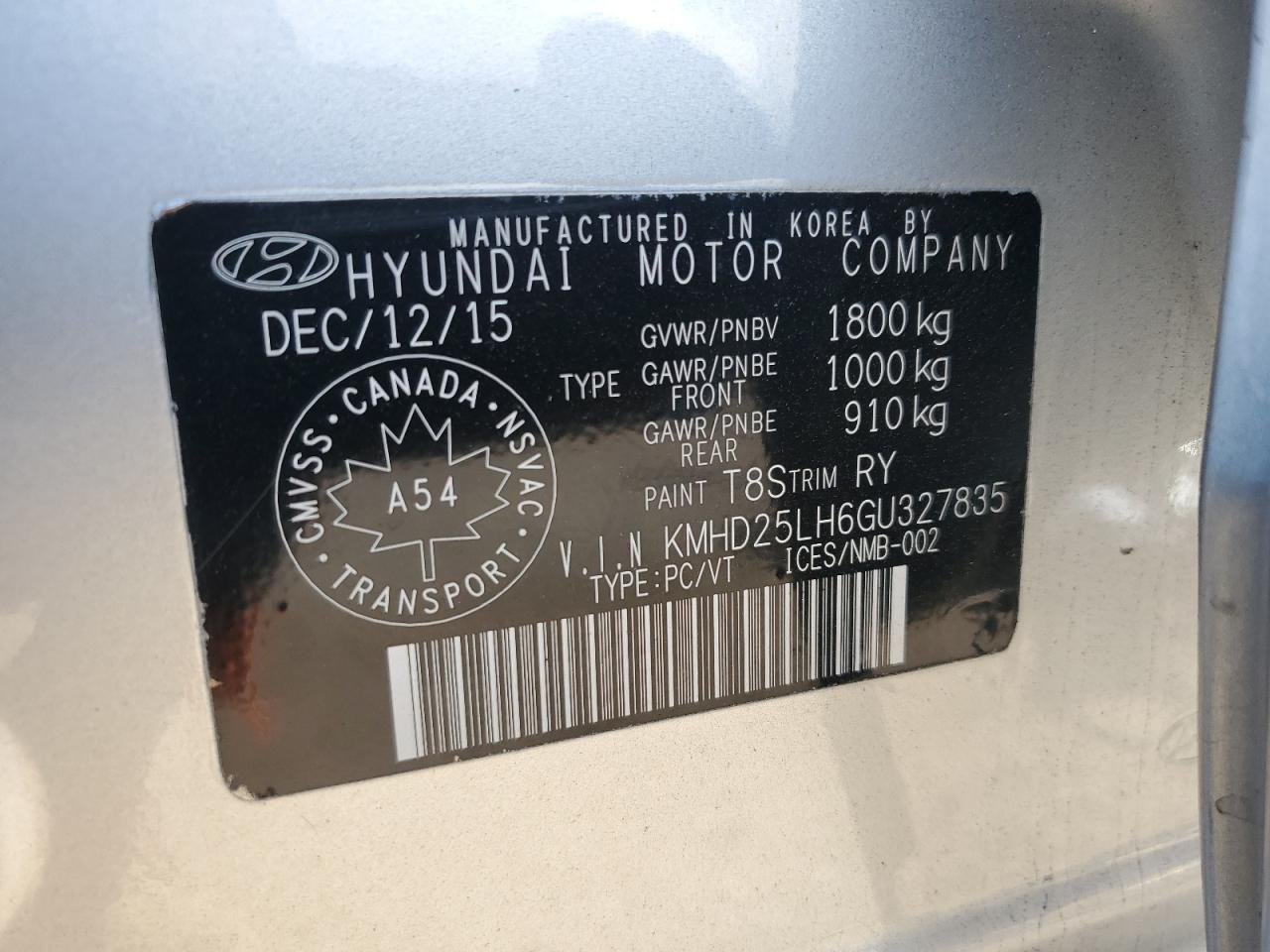 KMHD25LH6GU327835 2016 HYUNDAI ELANTRA - Image 13