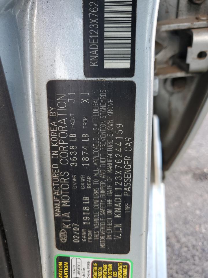 2007 Kia Rio Base VIN: KNADE123X76244159 Lot: 70010794