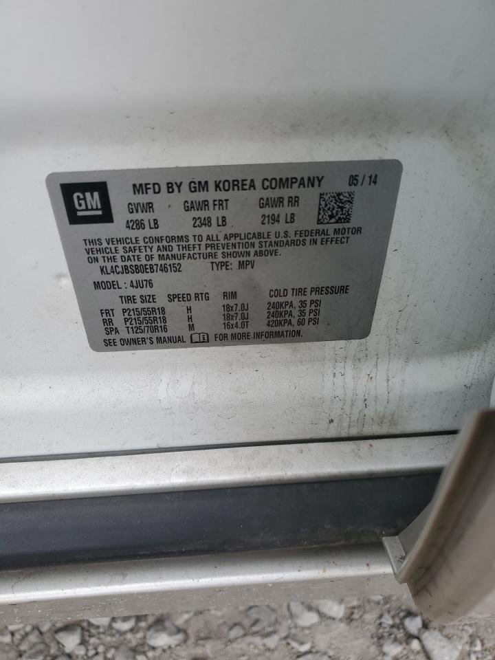 2014 Buick Encore Convenience VIN: KL4CJBSB0EB746152 Lot: 72368724